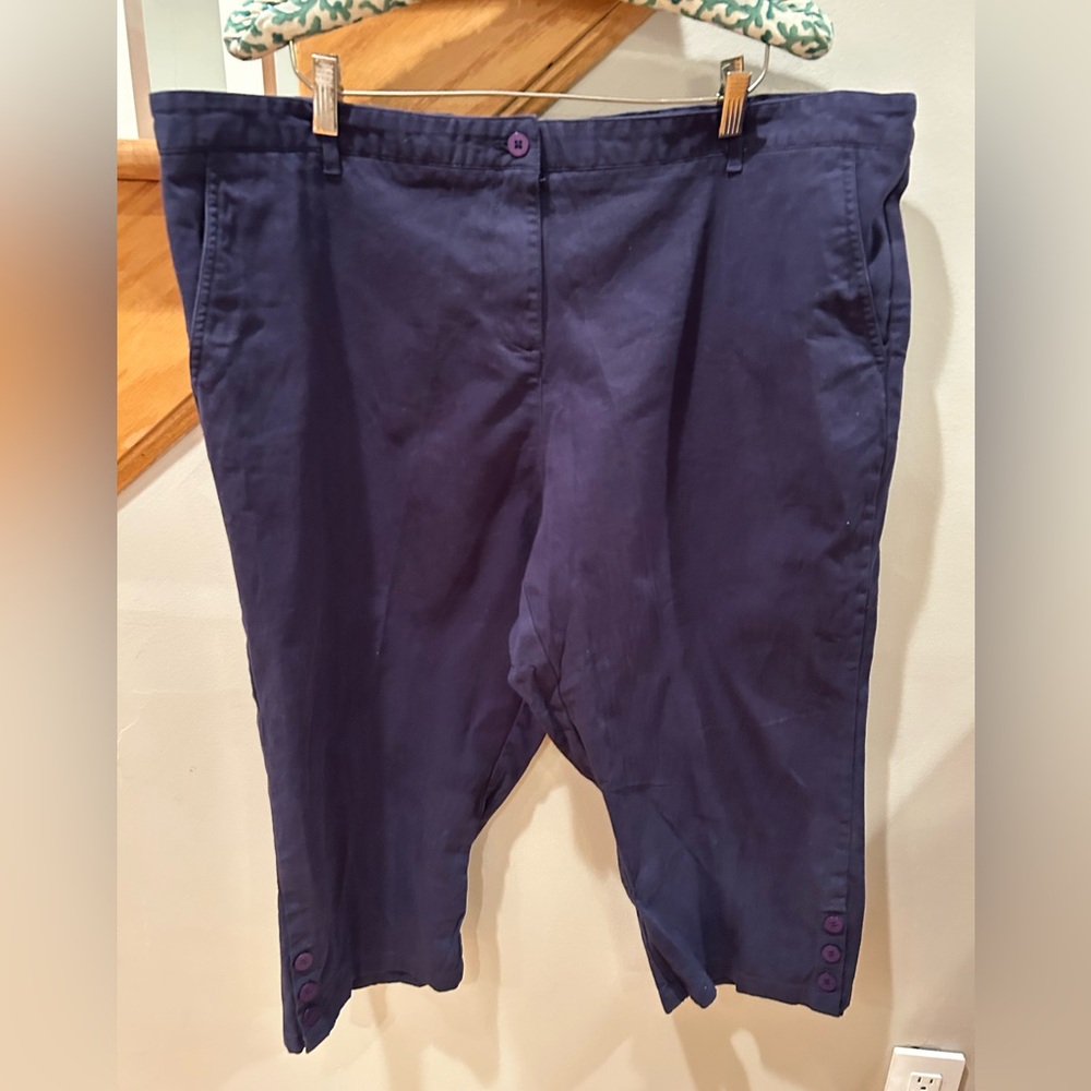 NWOT Appleseed’s capri pants Navy blue 98% cotton 2% spandex size 20 pockets